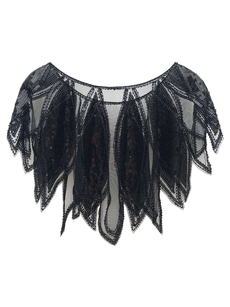 1920s Leaves Shape Sequined Patchwork Cape - vintage fashion, retro style