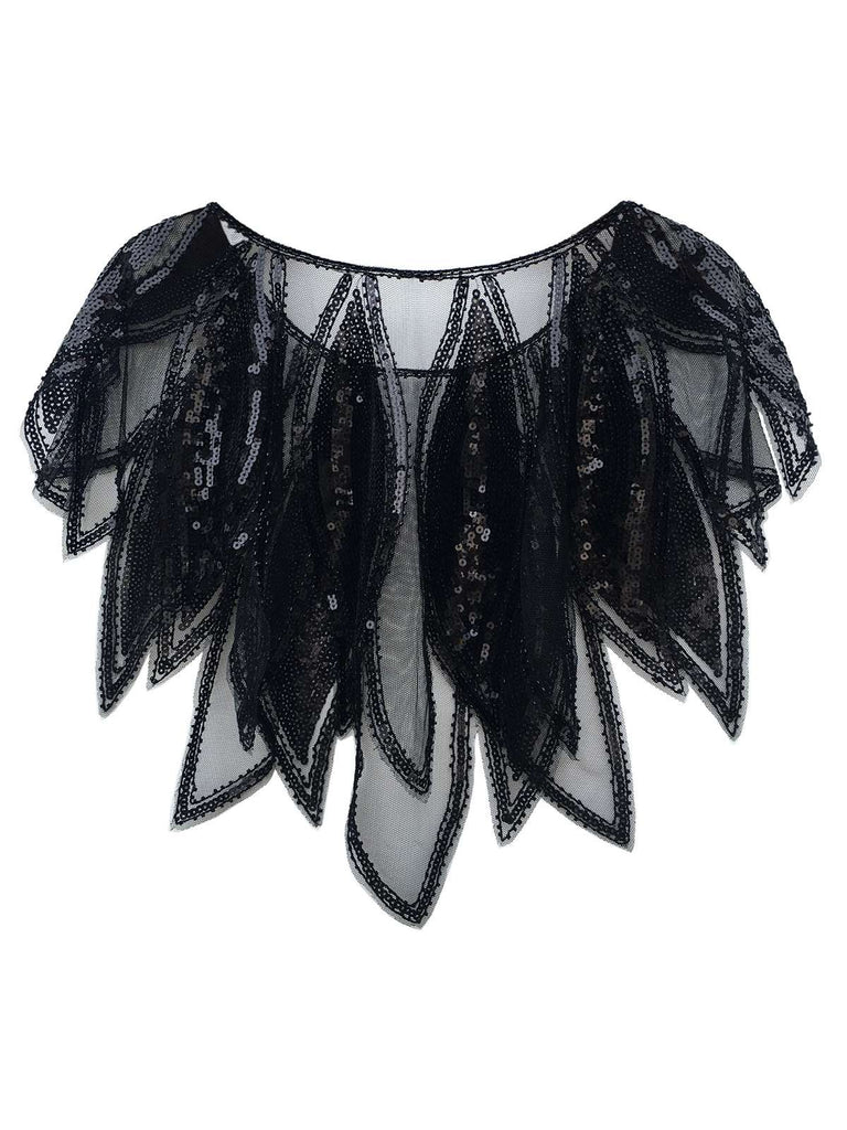 1920s Leaves Shape Sequined Patchwork Cape - vintage fashion, retro style
