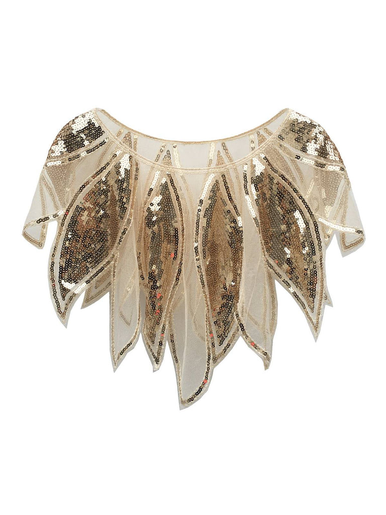 1920s Leaves Shape Sequined Patchwork Cape - vintage fashion, retro style