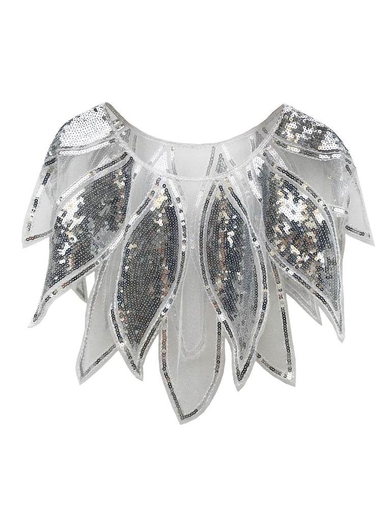 1920s Leaves Shape Sequined Patchwork Cape - vintage fashion, retro style