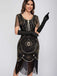 1920s Scoop Neck Sequin Fringe Flapper Dress - vintage dress, retro fashion, Gatsby party