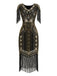 1920s Sequin Fringe Flapper V-Neck Dress - vintage dress, retro fashion, Gatsby party