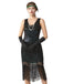 1920s Sequin Fringe Sleeveless U-Neck Flapper Dress - vintage dress, retro fashion, Gatsby party