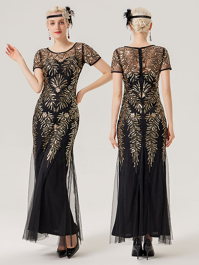 1920s Sequins Beading Mesh Formal Dress — the kind of 1920s dress that makes strangers smile