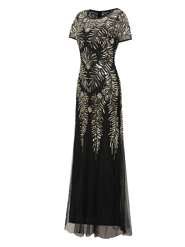 1920s Sequins Beading Mesh Formal Dress — a 1920s silhouette that turns sidewalks into runways
