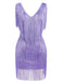 1920s V-Neck Fringe Solid Sleeveless Dress: where 1920s romance meets her modern spirit