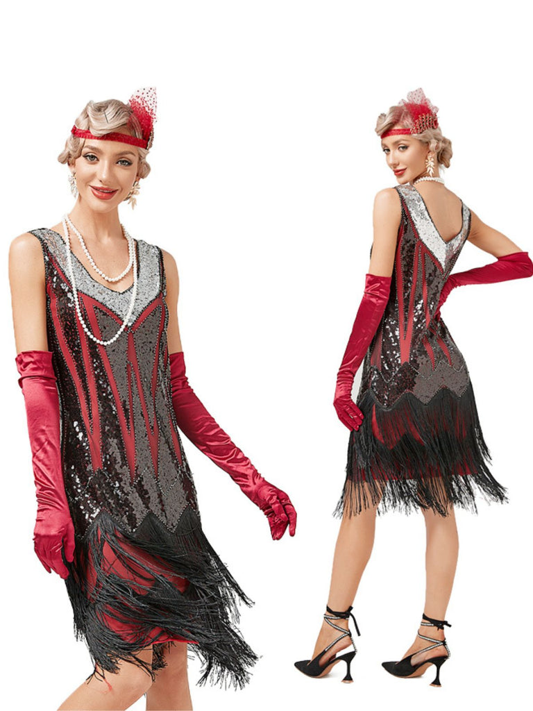 1920s V-Neck Sequined Mesh Mermaid Formal Dress: timeless style reimagined