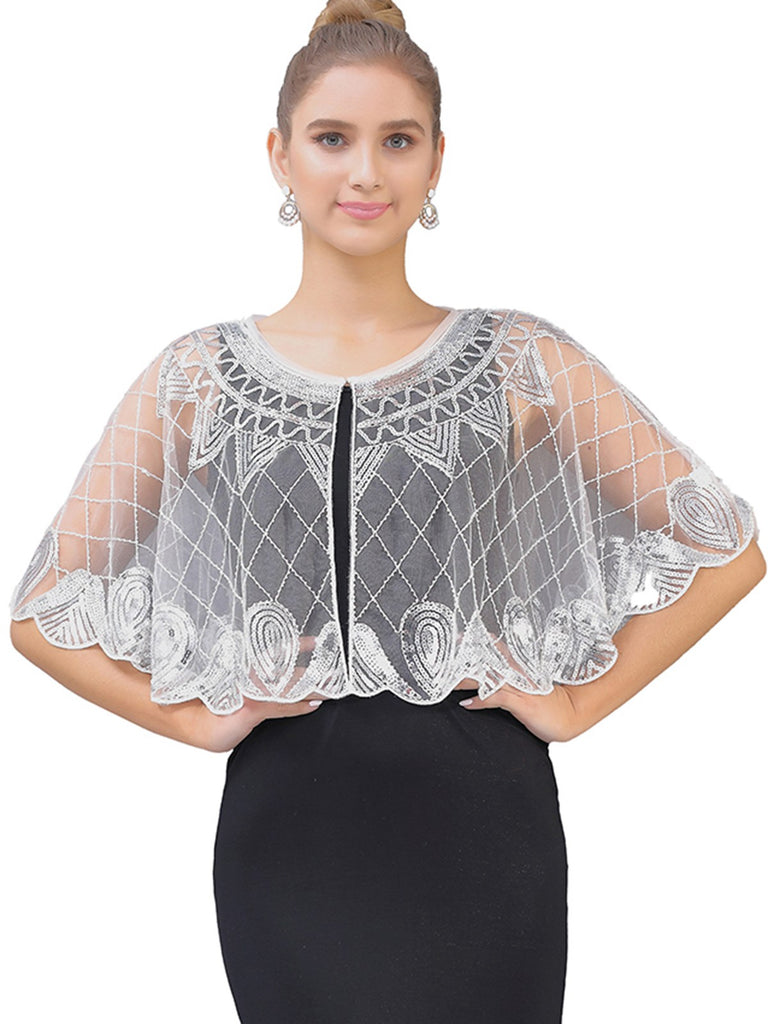 1920s Vintage Argyles Sequin Mesh Cape - vintage fashion, retro style