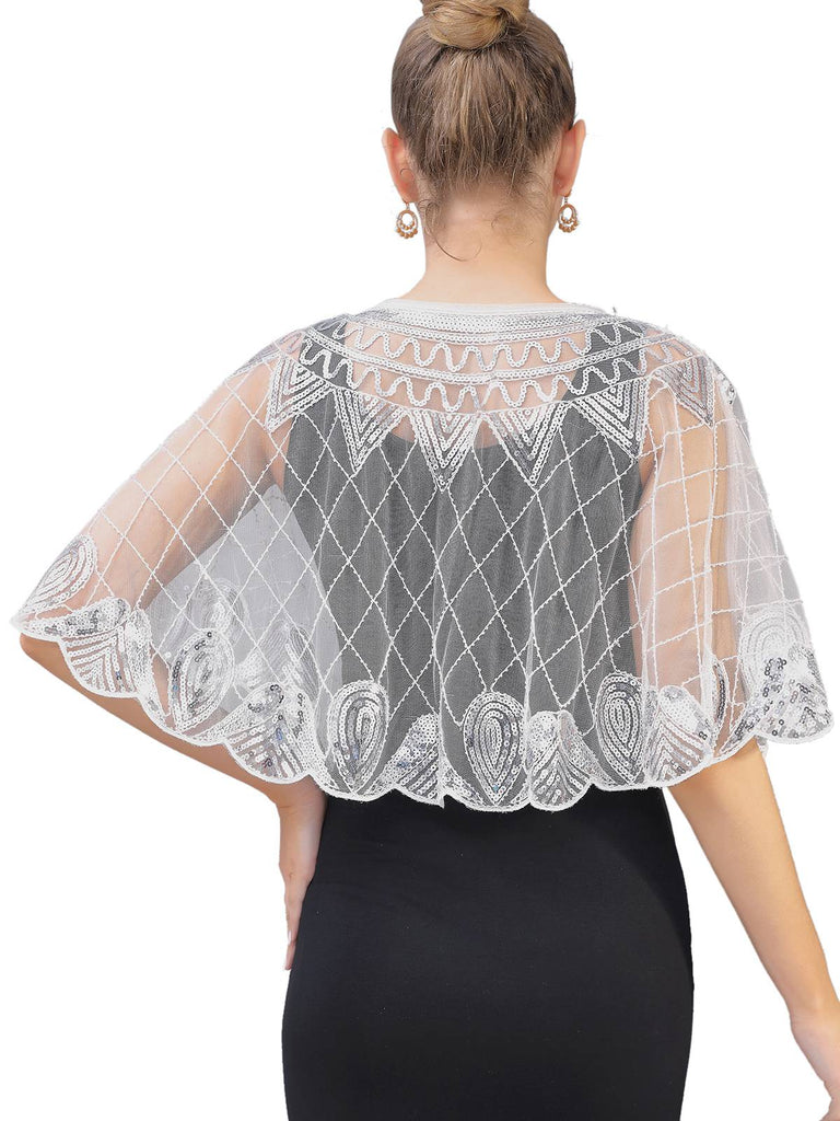 1920s Vintage Argyles Sequin Mesh Cape - vintage fashion, retro style