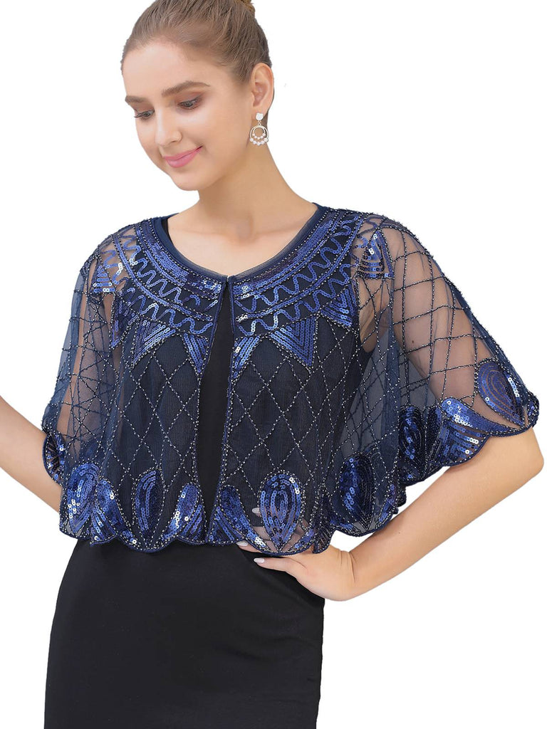 1920s Vintage Argyles Sequin Mesh Cape - vintage fashion, retro style