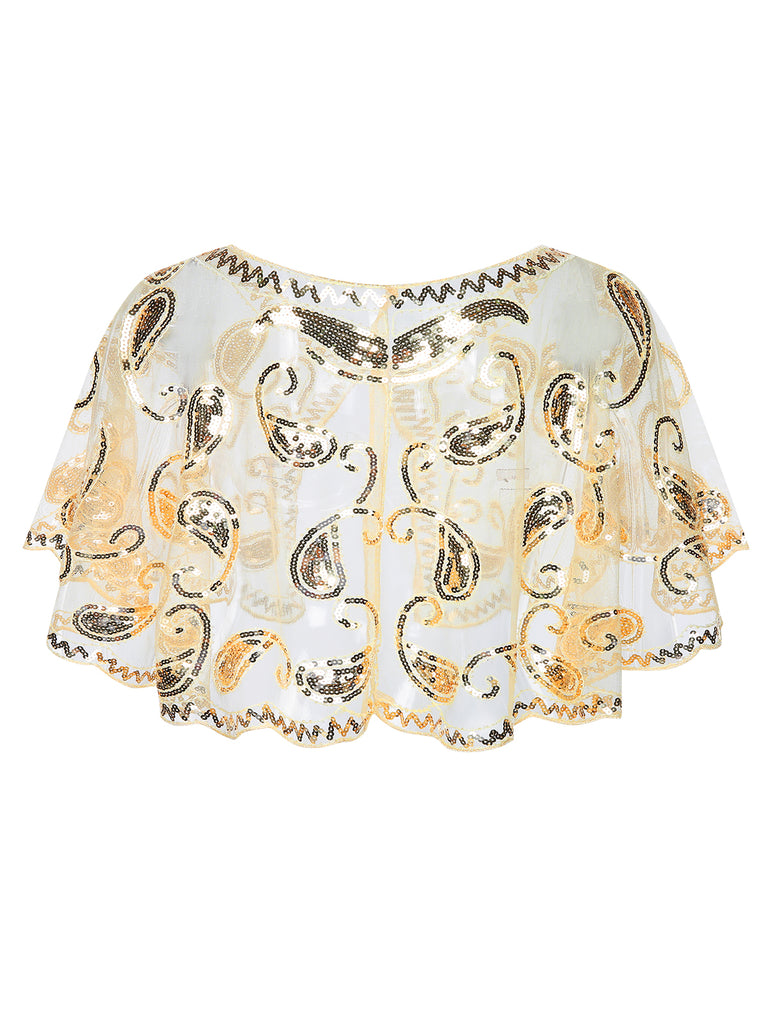 1920s Vintage Cashew Sequin Cape - vintage fashion, retro style