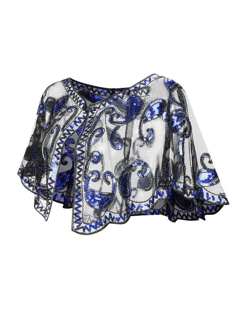 1920s Vintage Cashew Sequin Cape - vintage fashion, retro style