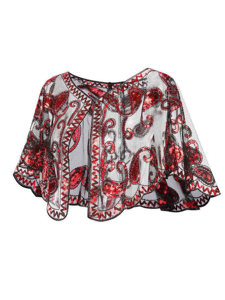 1920s Vintage Cashew Sequin Cape - vintage fashion, retro style