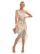 1920s Vintage Fringe Sequined Midi Party Dress: where 1920s romance meets her modern spirit