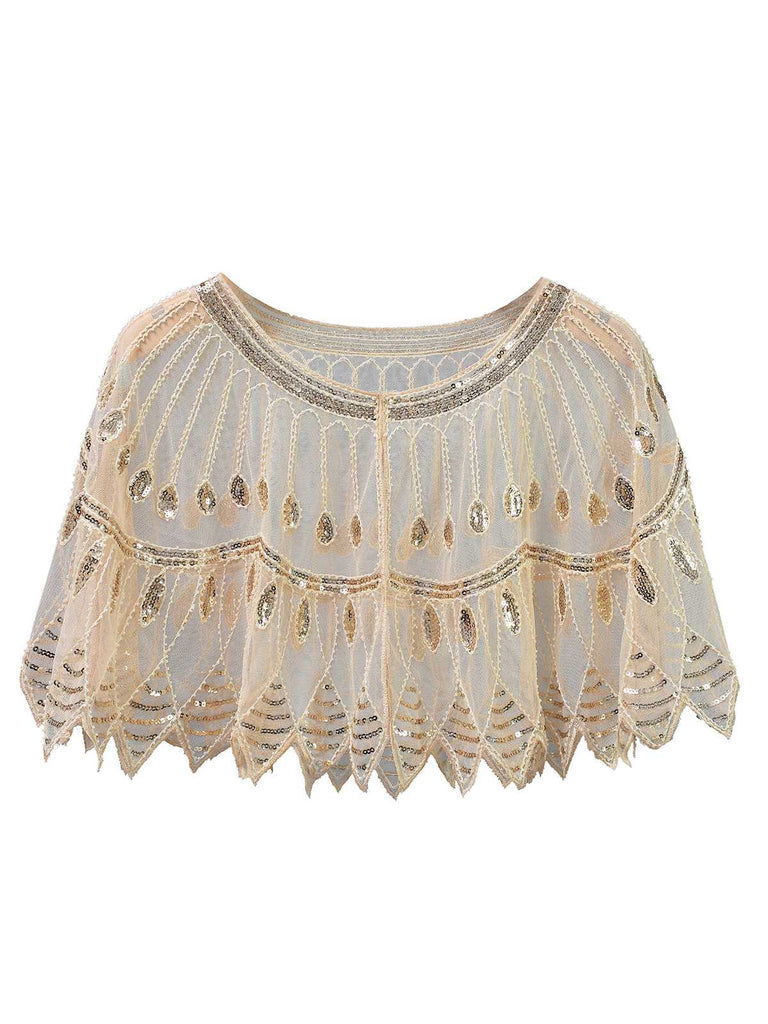 1920s Vintage Sequin Beading Mesh Cape - vintage fashion, retro style