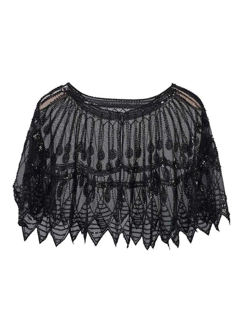 1920s Vintage Sequin Beading Mesh Cape - vintage fashion, retro style