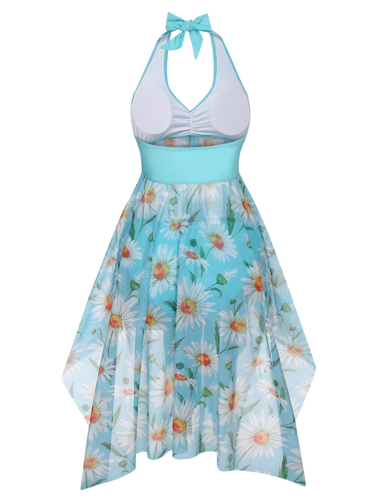 1930S Daisy Bow Halter Skirt Swimsuit — because 1930s glamour never goes out of style