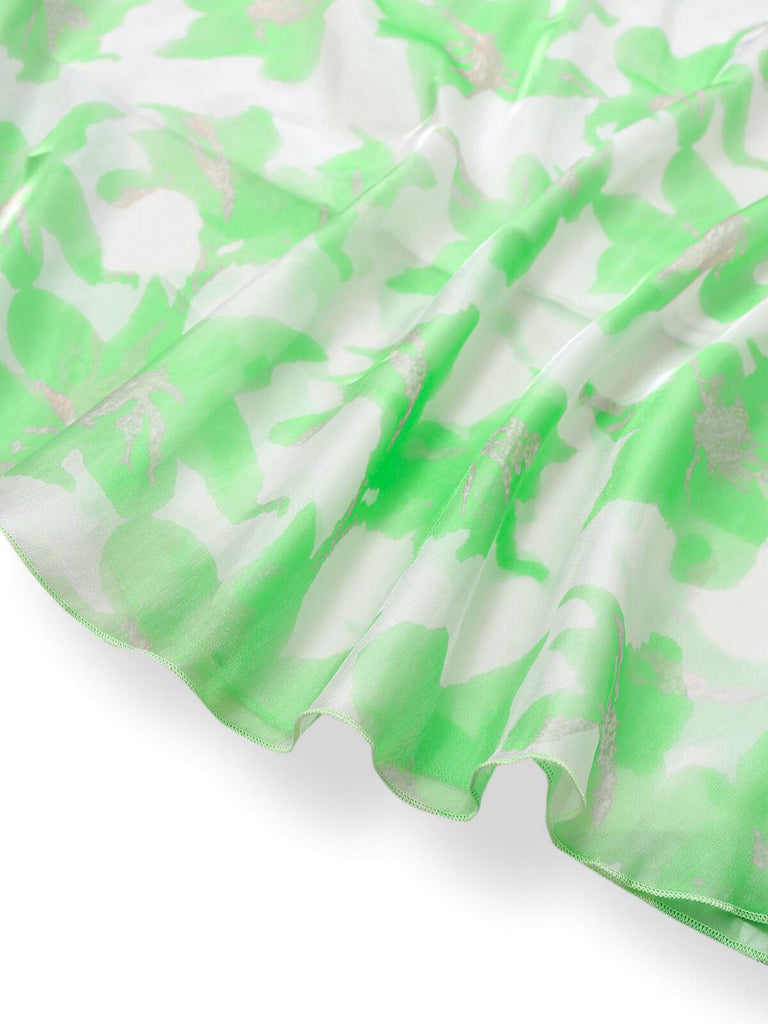 1930s Bow Organza Floral Spaghetti Straps Dress - vintage dress, retro fashion