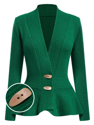 She finds her 1930s story in this 1930s Button Ruffles Hem Knitted Cardigan