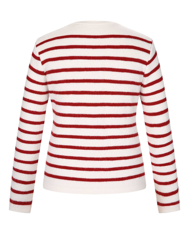 This 1930s Contrast Striped Long Sleeve Knitted Cardigan whispers 1930s secrets to those who notice