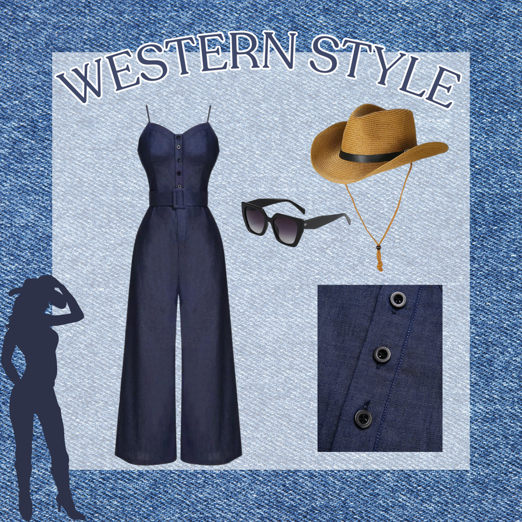 She finds her 1930s story in this 1930s Cowboy Solid Strap Jumpsuit