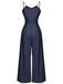 Navy Blue 1930s Cowboy Solid Strap Jumpsuit, vintage romper, retro jumpsuit - perfect for women who love vintage and retro fashion