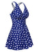 Back view: 1930s 1930s Cross Straps Polka Dots Swimsuit, perfect for retro themed parties, vintage fashion enthusiasts and special occasions