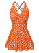 Front view: 1930s 1930s Cross Straps Polka Dots Swimsuit, perfect for retro themed parties, vintage fashion enthusiasts and special occasions