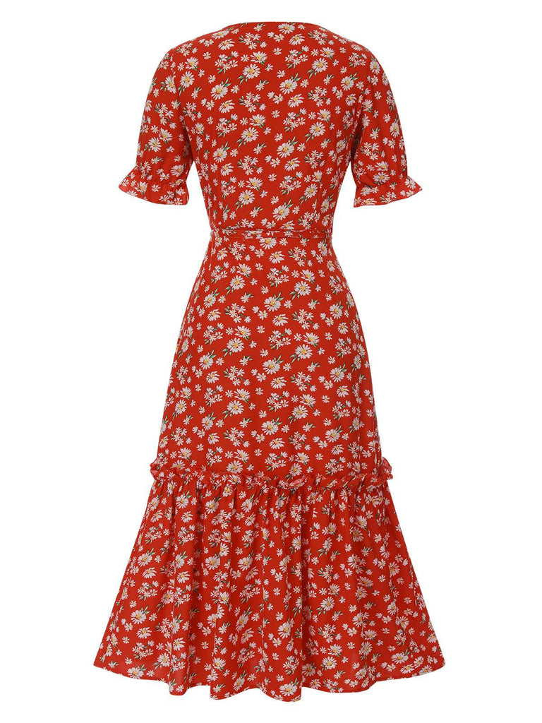 Detail close-up: 1930s 1930s Daisy Surplice V-Neck