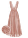 Front view: 1930s 1930s Deep V-Neck Lace Mesh Nightgown, perfect for retro themed parties, vintage fashion enthusiasts and special occasions