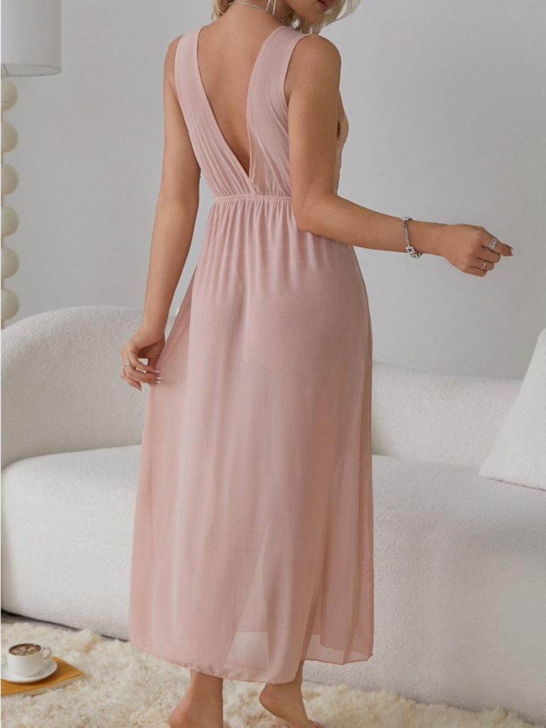 1930s Deep V-Neck Lace Mesh Nightgown — the kind of 1930s dress that makes strangers smile