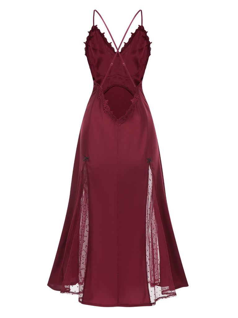 Back view: 1930s 1930s Dots Sheer Satin Patchwork 