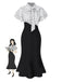 & 1930s Dots Tie Neck Mermaid Dress - vintage dress, retro fashion