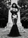 Black & White 1930s Halter Skull Mesh Fishtail Dress - vintage dress, retro fashion, classic black