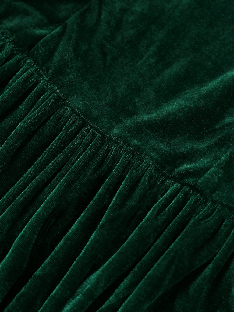 1930s Christmas Mrs. Santa Claus Velvet Dress with Cape - vintage dress, retro fashion