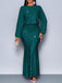 1930s Glitter Ruched Lantern Sleeve Knit Fishtail Dress - vintage dress, retro fashion