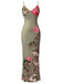 Green 1930s Floral Spaghetti Strap Bodycon Maxi Dress - vintage dress, retro fashion