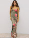 Green 1930s Floral Spaghetti Strap Bodycon Maxi Dress - vintage dress, retro fashion