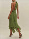 Green 1930s Halter Mesh Backless Chiffon Midi Dress - vintage dress, retro fashion