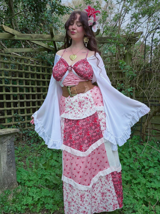 Multicolor 1930s Quilt Floral Print Ruffled Strap Dress - vintage dress, retro fashion