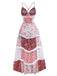 Multicolor 1930s Quilt Floral Print Ruffled Strap Dress - vintage dress, retro fashion
