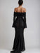 1930s Off-Shoulder Lace Flare Sleeve Maxi Mermaid Dress - vintage dress, retro fashion