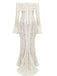 1930s Off-Shoulder Lace Flare Sleeve Maxi Mermaid Dress - vintage dress, retro fashion