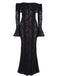 1930s Off-Shoulder Lace Flare Sleeve Maxi Mermaid Dress - vintage dress, retro fashion