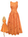 Orange 1930s Cotton Sleeveless Printed Fitted Dress - vintage dress, retro fashion