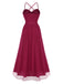 Red 1930s Solid Mesh Spaghetti Straps Evening Dress - vintage dress, retro fashion, elegant red