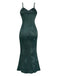 1930s Solid Satin Floral Jacquard Slip Mermaid Dress - vintage dress, retro fashion