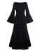 1930s Velvet Bell-Sleeve Wednesday Addams Style Dress - vintage dress, retro fashion