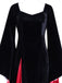 1930s Velvet Bell-Sleeve Wednesday Addams Style Dress - vintage dress, retro fashion