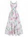 White 1930s Scoop Neck Floral Sleeveless Maxi Dress - vintage dress, retro fashion, pure white